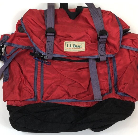 Vintage LL Bean Continental Rucksack Red Backpack Hiking Camping 90s #B155 - Picture 2 of 13